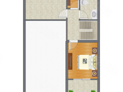 2室2厅 57.48平米户型图