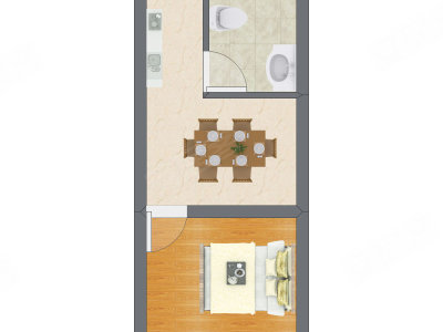 1室1厅 18.85平米户型图