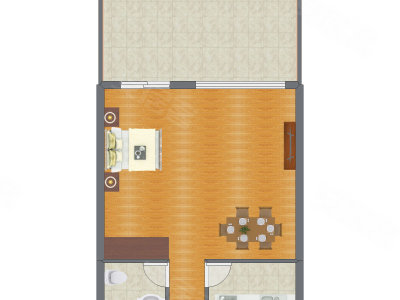1室1厅 31.00平米户型图