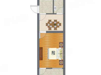 1室1厅 37.24平米户型图