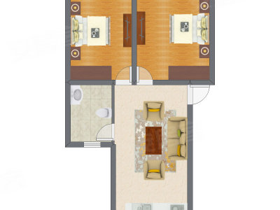 2室1厅 59.20平米户型图
