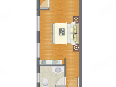 1室0厅 21.67平米户型图