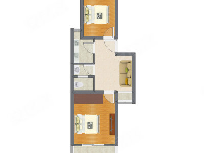2室1厅 36.31平米户型图