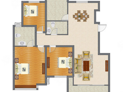 3室2厅 146.68平米