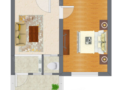 1室1厅 37.94平米户型图