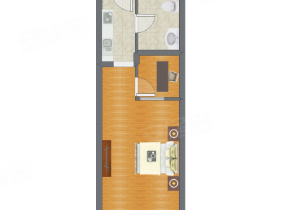1室0厅 52.09平米户型图