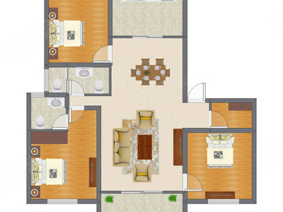 3室1厅 128.35平米