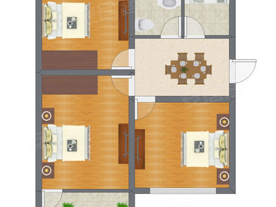 3室1厅 55.01平米