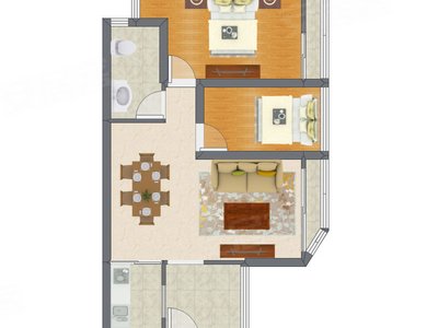 2室2厅 63.04平米