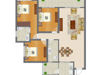 3室2厅 128.12平米
