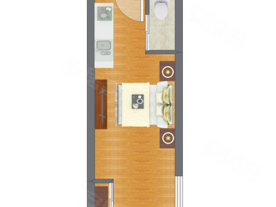 1室0厅 36.02平米户型图