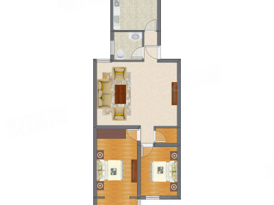 2室1厅 92.20平米户型图