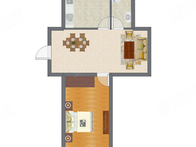 1室1厅 44.03平米