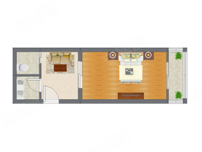 1室1厅 28.24平米户型图