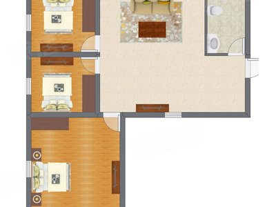 3室2厅 75.69平米