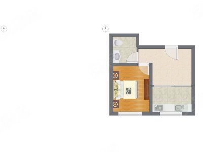 1室1厅 27.23平米户型图