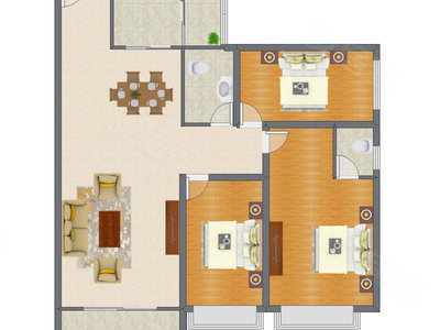 3室2厅 142.37平米户型图