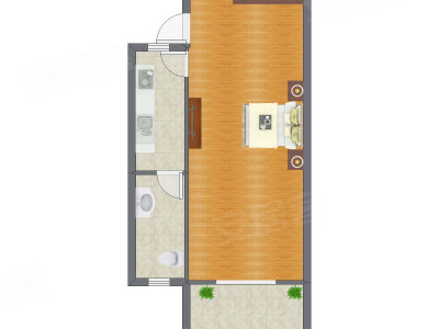2室1厅 50.26平米