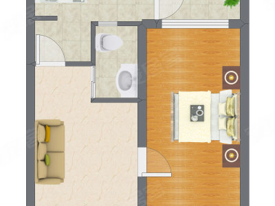 1室1厅 45.00平米户型图