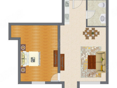 1室2厅 86.41平米户型图