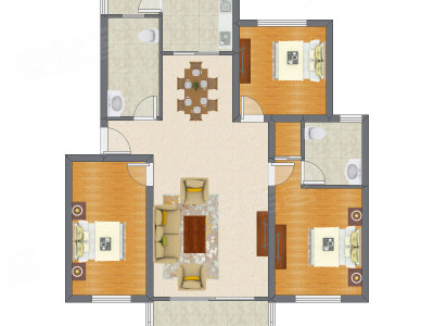 3室2厅 128.59平米