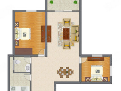 2室2厅 80.82平米