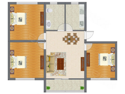 3室2厅 90.90平米
