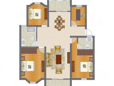 3室2厅 96.42平米户型图
