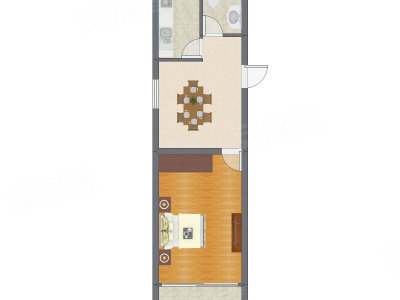1室1厅 42.10平米户型图