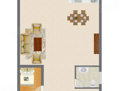 1室1厅 69.73平米户型图