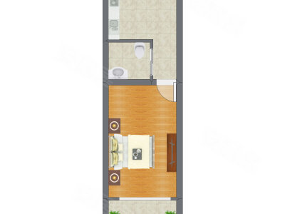 1室0厅 36.19平米户型图
