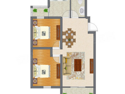 2室2厅 95.25平米户型图
