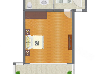 1室0厅 32.87平米户型图