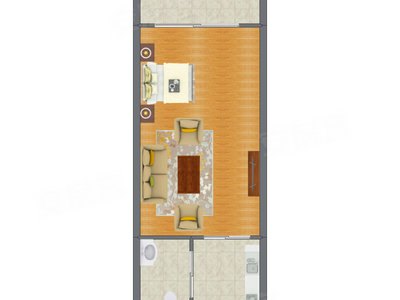 1室1厅 52.61平米户型图