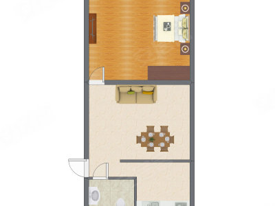 1室2厅 64.00平米