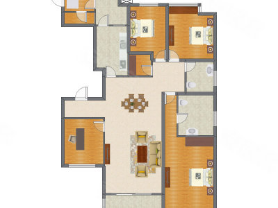 4室2厅 186.64平米户型图