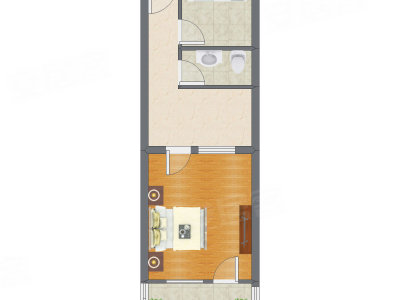 1室1厅 31.44平米户型图
