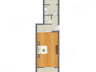 1室0厅 54.88平米户型图