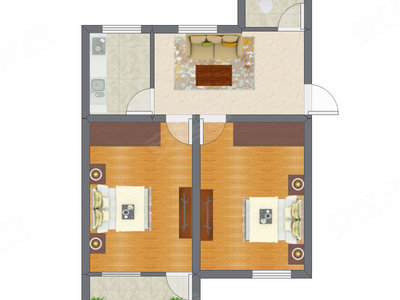 2室1厅 51.30平米户型图