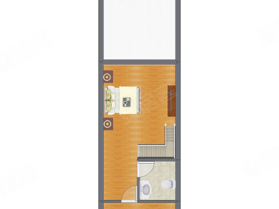 1室2厅 33.00平米户型图