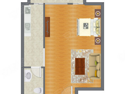 1室0厅 61.78平米户型图