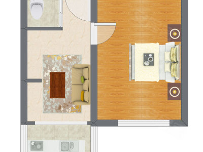 1室1厅 37.16平米