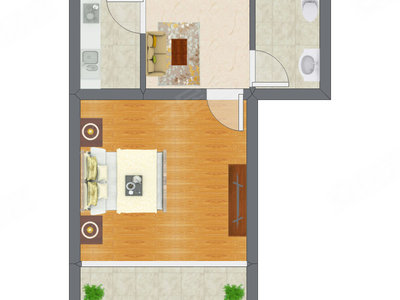 1室1厅 43.00平米户型图
