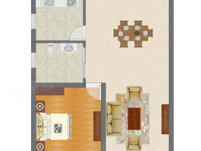 1室1厅 55.40平米户型图
