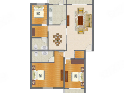 3室2厅 145.28平米户型图