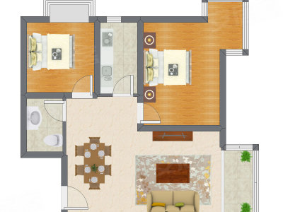 2室2厅 80.85平米