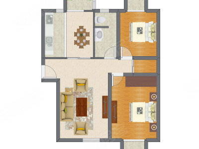 2室2厅 105.09平米户型图