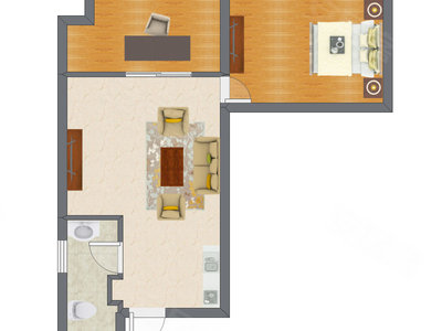 2室2厅 76.61平米户型图