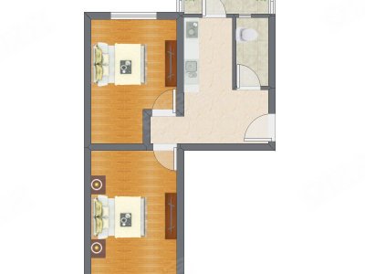 2室1厅 52.65平米户型图