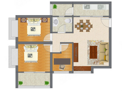 3室2厅 80.65平米户型图